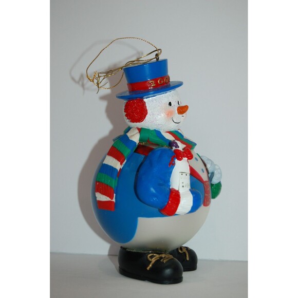 LARGE NORTH POLE SNOWMAN EUROPEAN SANTA'S BEST BLOWN GLASS CHRISTMAS ORNAMENT 7" - Picture 3 of 12